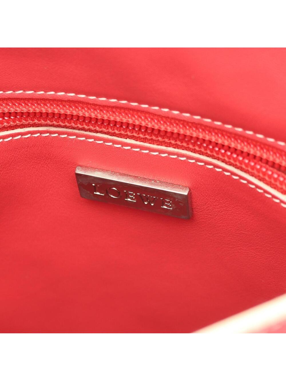 Loewe Shoulder Bag Leather Red Used #272987L43B - Picture 4 of 9